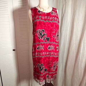 Vintage Dress Size S/M Women’s Abstract Fish Mini Pullover Cover Up Dress